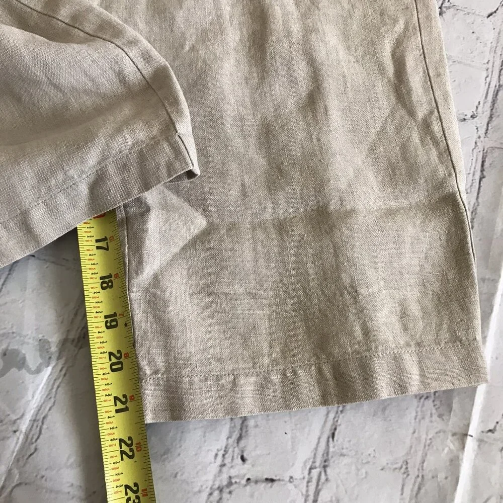 Eddie Bauer Outfitter‎ Women's 100% Linen Crop Overalls Size Large Beige Natural - Picture 6 of 7